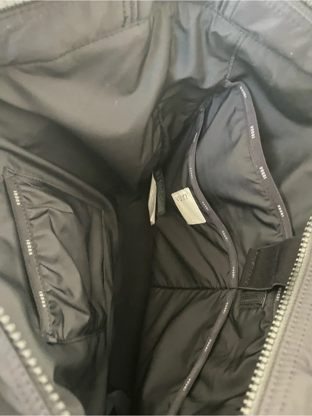 Vuori Black Quilted Tote Laptop Bag with Drawstring Pocket